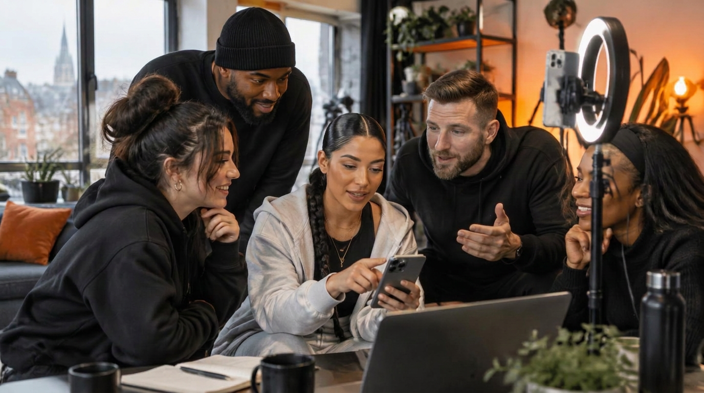 UK TikTok LIVE creators receiving coaching and reviewing a live stream with dopa™