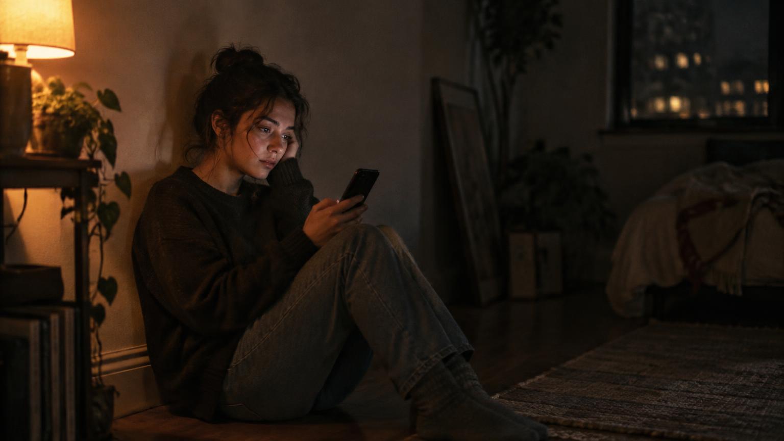 Creator checking her follower count on her phone at night while waiting for TikTok LIVE access