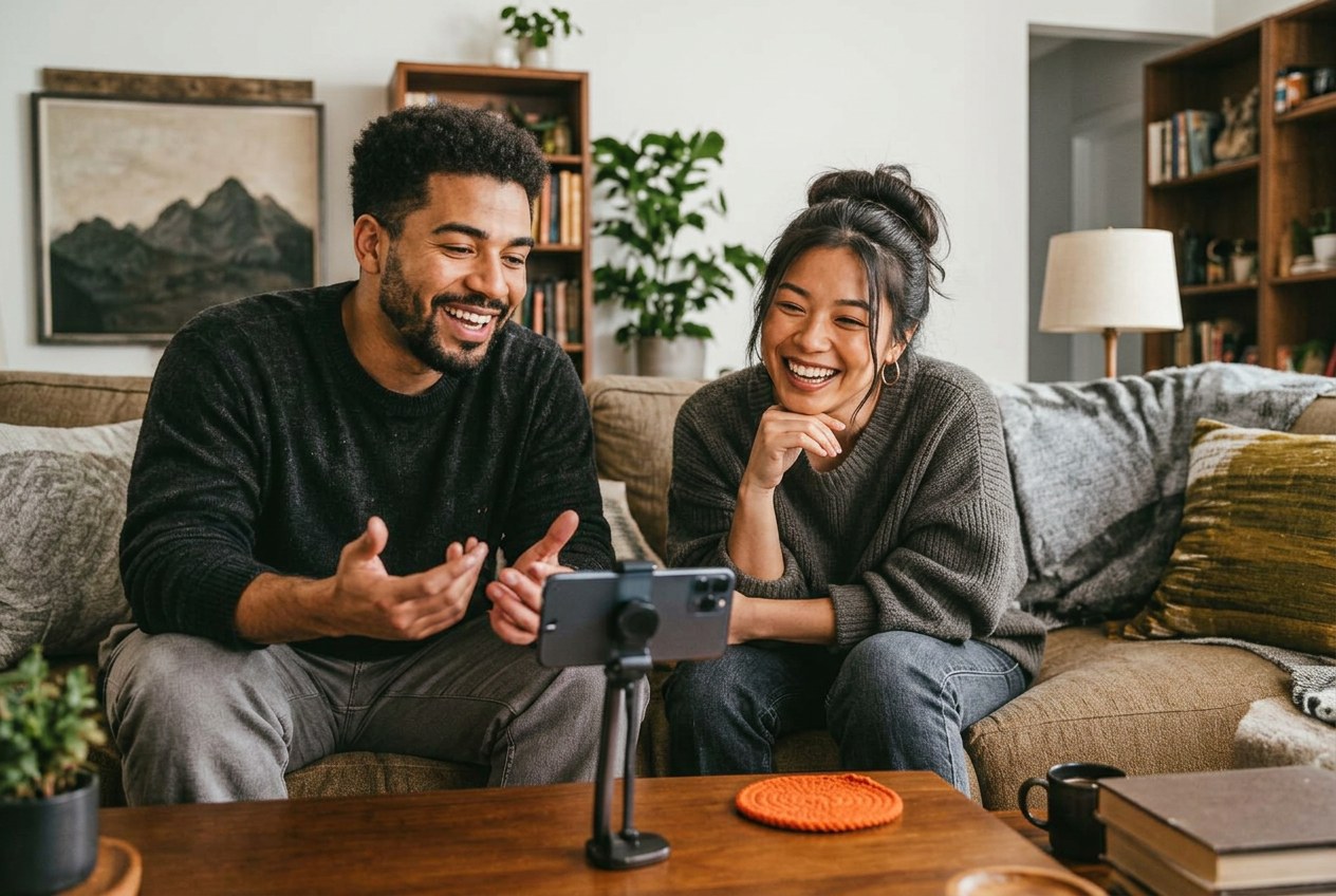 Two creators streaming together on one phone, with the newer creator guesting before hosting her own TikTok LIVE